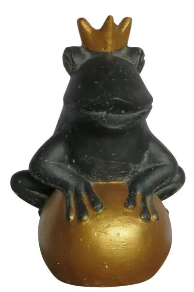 Product image 4 of the product “Frog Prince sitting on ball, approx. 30cm height, cast stone, hollow, handcrafted & coloured ”